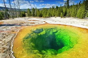 Yellowstone National Park Poster Print Collection: Morning Glory Pool and surrounds, Yellowstone National Park, UNESCO World Heritage Site, Wyoming