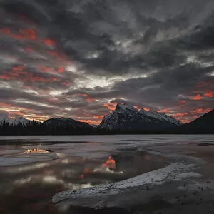 Typically Canadian Collection: Morning glow in winter landscape of Vermilion Lakes, Banff National Park, UNESCO