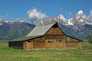 Barns Collection: The Moulton Barn on Mormon Row with the Grand Tetons range in background