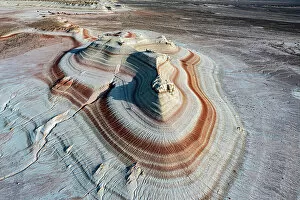 Kazakhstan Photo Mug Collection: Multicoloured layers of sandstone, Kyzylkup, Mangystau, Kazakhstan, Central Asia, Asia