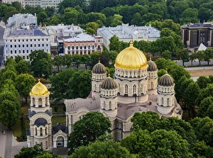 Latvia Photo Mug Collection: Nativity of Christ Orthodox Cathedral, elevated view, Riga, Latvia, Europe