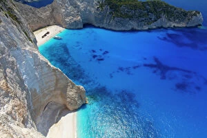 Greek Islands Collection: Navagio Beach and shipwreck at Smugglers Cove on the coast of Zakynthos, Ionian Islands