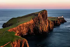 Isle of Skye Pillow Collection: Neist Point at sunset, Isle of Skye, Inner Hebrides, Scotland, United Kingdom, Europe