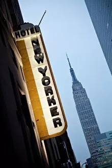 Signs Premium Framed Print Collection: New Yorker Hotel and Empire State Building, Manhattan, New York City, New York