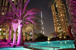 Burj Khalifa Mouse Mat Collection: Night view of Burij Khalifa Tower, Dubai, United Arab Emirates, Middle East