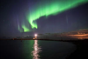 Mystery Collection: Northern Lights (Aurora Borealis) at Grotta Island Lighthouse, Seltjarnarnes Peninsula