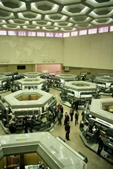 Stock Exchange Collection: The old trading floor of the London Stock Exchange, before Big Bang, City of London