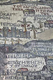 Roman Architecture Canvas Print Collection: Oldest map of Palestine, mosaic, dated AD 560, St. Georges Church, Madaba, Jordan