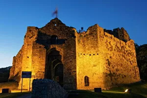 Floodlit Collection: Oystermouth Castle, Mumbles, Swansea, Gower, Wales, United Kingdom, Europe