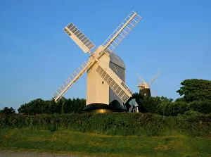 Clayton Collection: Pair of windmills known as Jack and Jill in the evening, Clayton, near Burgess Hill