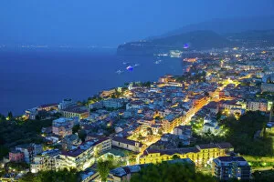 Related Images Poster Print Collection: Panoramic view of Sorrento at night, Sorrento, Amalfi Coast, UNESCO World Heritage Site