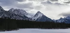 Typically Canadian Collection: Panoramic winter landscape of the Canadian Rocky Mountains at the Lower Kananaskis Lake