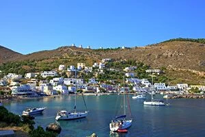 Docks Pillow Collection: Panteli, Leros, Dodecanese, Greek Islands, Greece, Europe