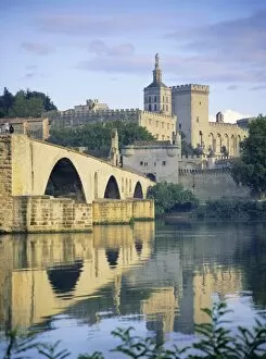 John Steeple Canvas Print Collection: Papal Palace and bridge over the River Rhone, Avignon, Provence, France, Europe