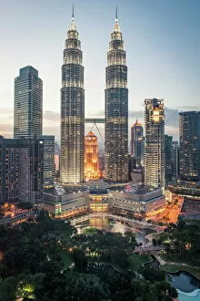 International Landmark Collection: Petronas Towers and KLCC, Kuala Lumpur, Malaysia, Southeast Asia, Asia