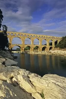River Bank Collection: Pont du Gard, Roman aqueduct, UNESCO World Heritage Site, near Avignon
