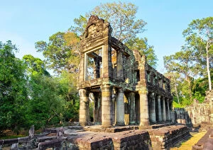 Cambodian Cambodian Cushion Collection: Prasat Preah Khan temple ruins, Angkor, UNESCO World Heritage Site, Siem Reap Province