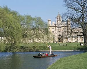 Related Images Collection: Punting on the Backs, with St. Johns College, Cambridge, Cambridgeshire