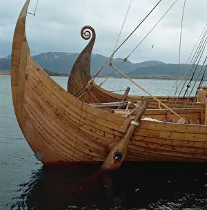 Viking ships and weaponry Jigsaw Puzzle Collection: Replica Viking ships, Oseberg and Gaia, Haholmen, West Norway, Norway, Scandinavia