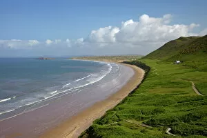 Isle Collection: Rhossili Beach in spring morning sunshine, Gower Peninsula, County of Swansea