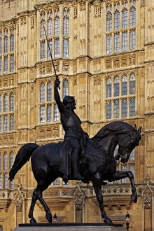 Parliaments Photographic Print Collection: Richard The Lionheart Statue, Houses of Parliament, UNESCO World Heritage Site
