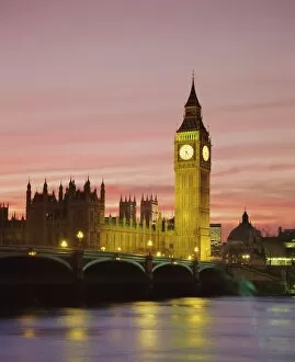 Westminster Bridge Collection: The River Thames, Westminster Bridge, Big Ben and the Houses of Parliament in the evening