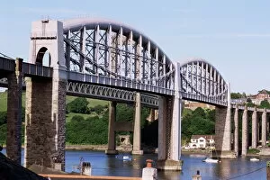 Related Images Fine Art Print Collection: Saltash railway bridge over River Tamar, built by Brunel, Cornwall, England