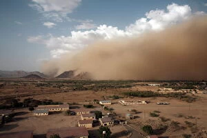 Distance Collection: A sandstorm approaches the town of Teseney, near the Sudanese border, Eritrea, Africa
