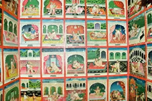 East Indian Collection: Scenes from the Kama Sutra in a cupboard in the Juna Mahal fort