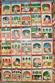 Photography Canvas Print Collection: Scenes from the Kama Sutra in a cupboard in the Juna Mahal fort