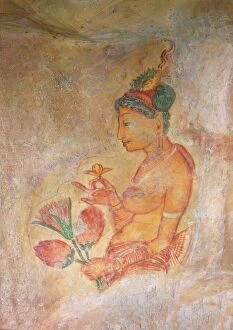 Cave Paintings Canvas Print Collection: Sigiriya Damsels or Cloud Maidens, Sigiriya Lion Rock Fortress, UNESCO World Heritage Site