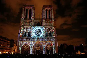 Cultural festivals and traditions Collection: Sound and Light show at Notre Dame de Paris Cathedral, UNESCO World Heritage Site, Paris