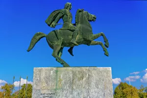 Traditionally Greek Collection: Statue of Alexander The Great on Bucephalus horse at the city waterfront, Thessaloniki