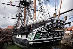 Docks Collection: Stern view of HMS Trincomalee, British Frigate of 1817, at Hartlepools Maritime Experience