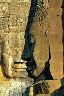 Related Images Collection: Stone heads typifying Cambodia on the Bayon Temple at Angkor Wat, Siem Reap