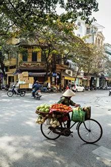 Straw Hat Collection: Street scene in the old quarter, Hanoi, Vietnam, Indochina, Southeast Asia, Asia
