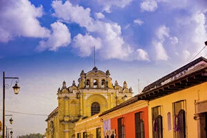 Churches Mouse Mat Collection: Street view in Antigua, Guatemala, Central America