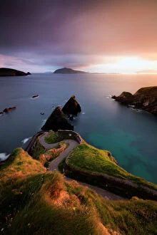 Cloudscape Collection: Sunset on Dunquin pier (Dun Chaoin), Dingle Peninsula, County Kerry, Munster province