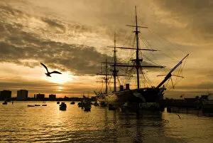 Portsmouth Framed Print Collection: Sunset over the Hard and HMS Warrior, Portsmouth, Hampshire, England, United Kingdom, Europe