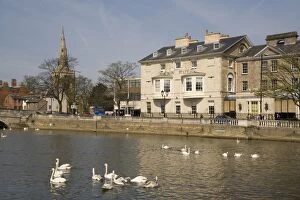 Great Ouse Collection: Swan Hotel and Great Ouse River, Bedford, Bedfordshire, England, United Kingdom, Europe