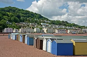 Villages Fine Art Print Collection: Teignmouth beach huts and Shaldon, South Devon, England, United Kingdom, Europe