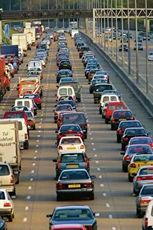 Traffic Collection: Traffic jam on the M25 Motorway near London, England, UK