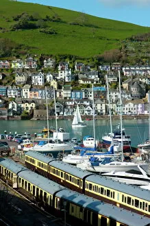 Trains Collection: Train, Dartmouth harbour, Devon, England, United Kingdom, europe
