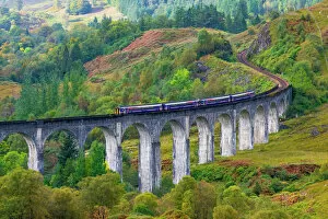 Viaducts Premium Framed Print Collection: Train on the Glenfinnan Railway Viaduct, part of the West Highland Line, Glenfinnan, Loch Shiel