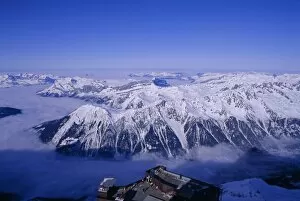 France Photo Mug Collection: View of the Grand Massif and ski resort of Flaine, Aguile du Midi, Chamonix
