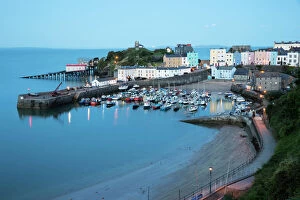 Victorian Architecture Fine Art Print Collection: View over harbour and castle, Tenby, Carmarthen Bay, Pembrokeshire, Wales, United Kingdom