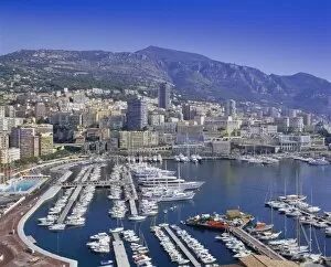 Sailing Vessel Collection: View over the harbour and city, Monte Carlo, Monaco, Cote d Azur, Europe