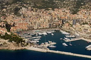 Sailing Vessel Collection: View from helicopter of Monte Carlo, Monaco, Cote d Azur, Europe