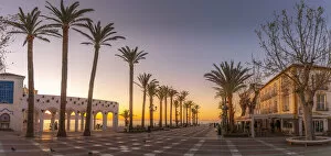 Public Square Collection: View of Plaza Balcon De Europa at sunrise in Nerja, Costa del Sol, Malaga Province, Andalusia