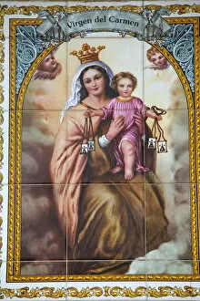 Related Images Jigsaw Puzzle Collection: Virgen del Carmen tilework, Malaga, Andalucia, Spain, Europe